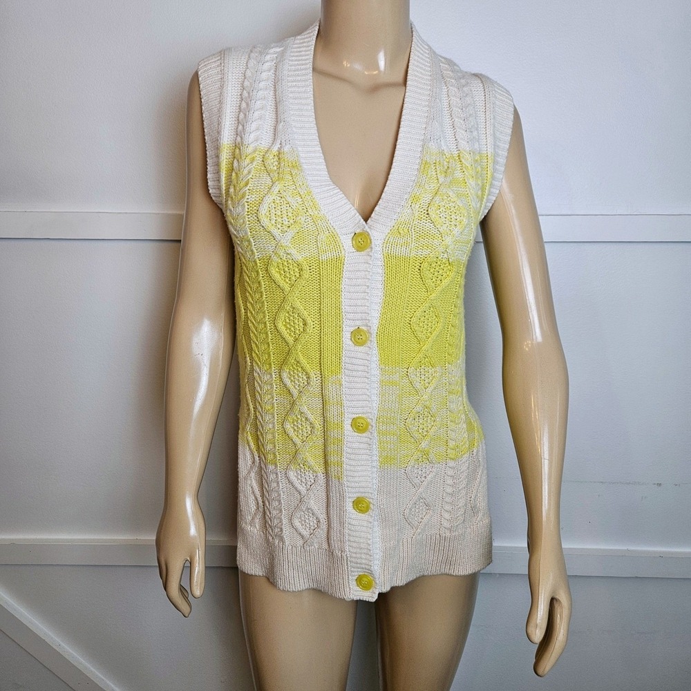 Baum UND Pferdgarten Wool Blend Cable Knit‎ V Neck Button Front Vest Size XS